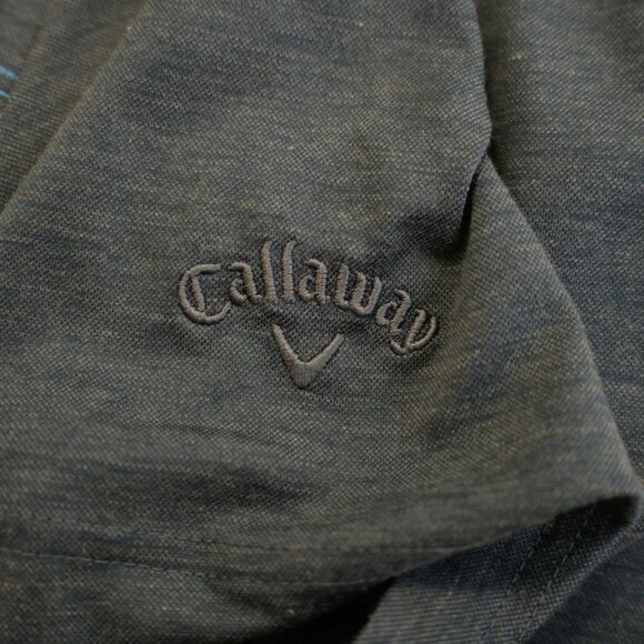 Callaway Gray Teal Striped Collared Large Polo Shirt Short Sleeve Polyester Cott - Picture 10 of 10